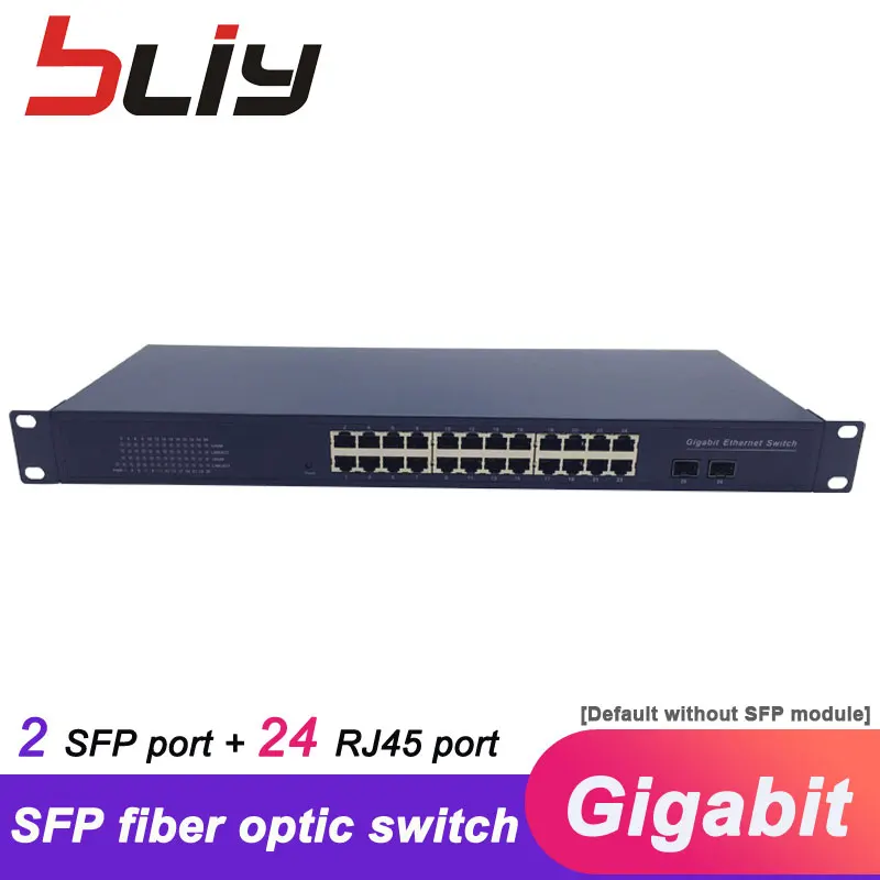 Bliy 24 портовый гигабитный оптоволоконный rackmount ethernet коммутатор 10/100/1000 Мбит/с rj45 и 2