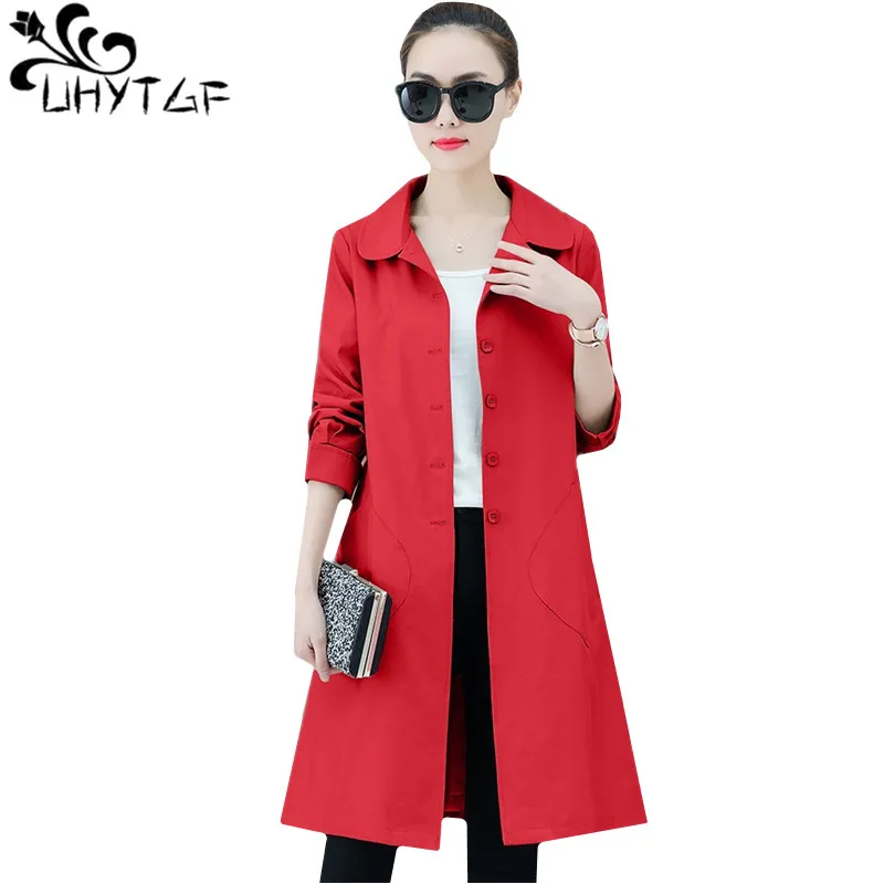 UHYTGF Spring autumn trench coat for women Pure color wild plus size Windbreaker womans fashion thin long coat manteau femme 340
UHYTGF Spring autumn trench coat for women Pure color wild plus size Windbreaker womans fashion thin long coat manteau femme 340