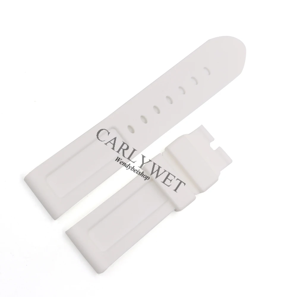 Ремешок CARLYWET 24 мм для мужских наручных часов белый водонепроницаемый