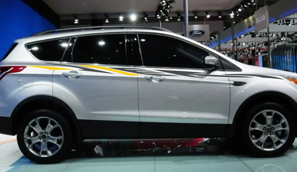 Автомобильные наклейки гоночные полосы 122 дюйма для SUV KUGA виниловые на верхнюю