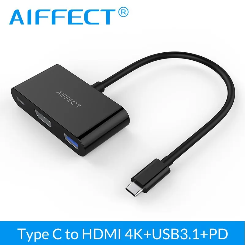 AIFFECT USB 3 1 Type C к HDMI конвертер адаптер в концентратор с PD зарядным портом 4K для Apple