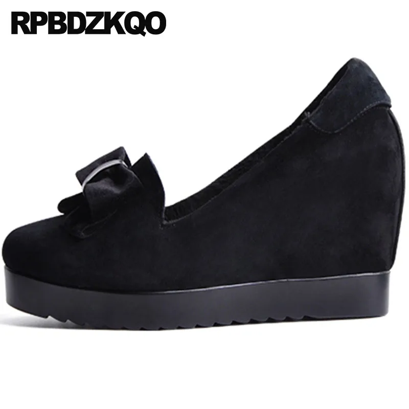 Bow Genuine Leather 3 Inch Hidden Black Suede Office Wedge Shoes Ladies Elegant Size 4 34 High Heels 33 Round Toe Quality Pumps
Bow Genuine Leather 3 Inch Hidden Black Suede Office Wedge Shoes Ladies Elegant Size 4 34 High Heels 33 Round Toe Quality Pumps