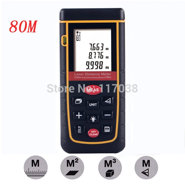 High accuracy Laser distance meter 80m 262ft Rangefinder Bubble Level Tool measure Tape for M/in/Ft Range finder
High accuracy Laser distance meter 80m 262ft Rangefinder Bubble Level Tool measure Tape for M/in/Ft Range finder