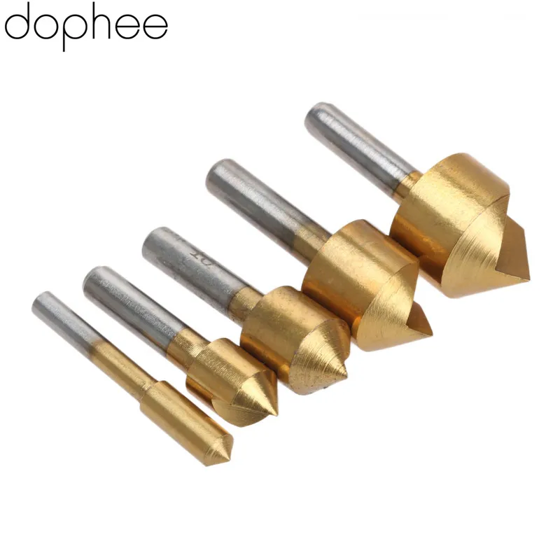 dophee 5pcs Flute Chamfering Drill Bit Titanium Coated 90 Degree End Mill Cutter Bit Countersink Set furadeira 6/10/13/16/19mm
dophee 5pcs Flute Chamfering Drill Bit Titanium Coated 90 Degree End Mill Cutter Bit Countersink Set furadeira 6/10/13/16/19mm