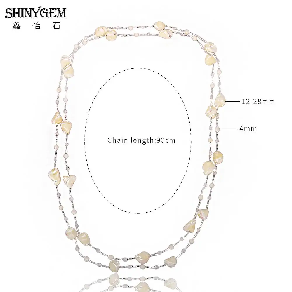 ShinyGem Double Layer Natural Irregular 12-28mm White Shell Bead Necklace Trendy Sweater Chain Long Necklaces Pendants For Women
ShinyGem Double Layer Natural Irregular 12-28mm White Shell Bead Necklace Trendy Sweater Chain Long Necklaces Pendants For Women
