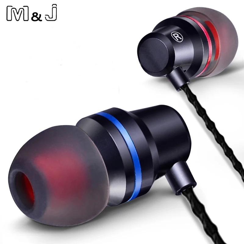 M & J V1 наушники вкладыши с чистым басом тонкая гарнитура микрофоном для телефона