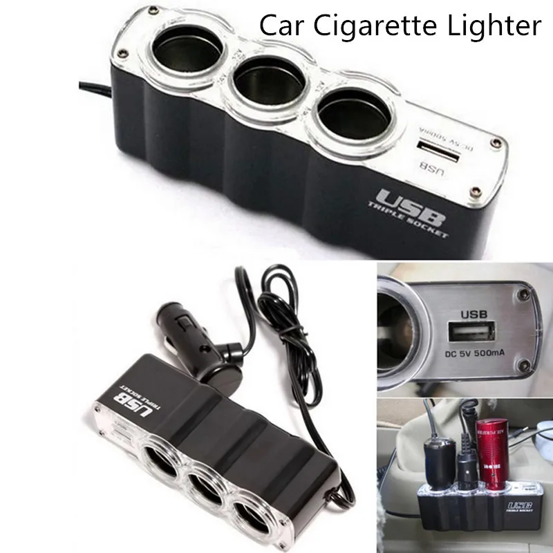 New 1 USB Charger Supply and Three Sockets Car Cigarette Lighter Extender Splitter Cargador Carregador hot D17
New 1 USB Charger Supply and Three Sockets Car Cigarette Lighter Extender Splitter Cargador Carregador hot D17