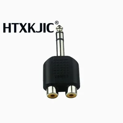 5 шт./лот 6,35 мм 1/4 "стерео разъем в 2 RCA сплиттер аудио адаптер конвертер папа к женскому аудио разъем адаптер