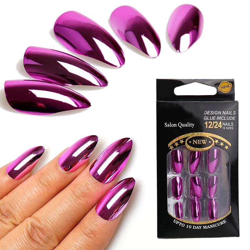 24pcs Fake Nails Magic Mirror Chrome Stiletto Artificial Nails Full Cover False Nail Art Tips Manicure Press On Nails Charms
24pcs Fake Nails Magic Mirror Chrome Stiletto Artificial Nails Full Cover False Nail Art Tips Manicure Press On Nails Charms