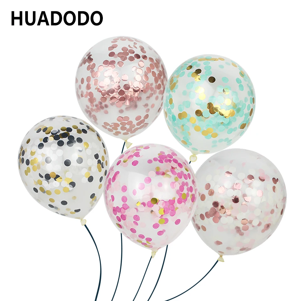 HUADODO 12 дюймов 5 шт мульти конфетти воздушные шары надувные латексные золотые из
