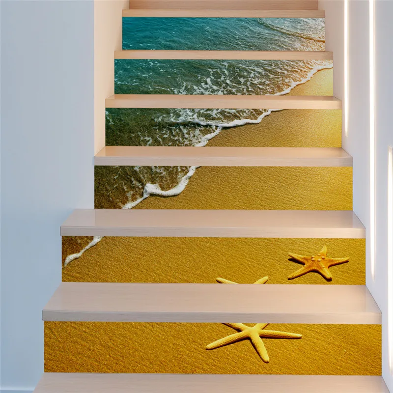 

Creative self-adhesive staircase stickers DIY Starfish pattern stickers staircase stickers stair decoration 6 pcs per set