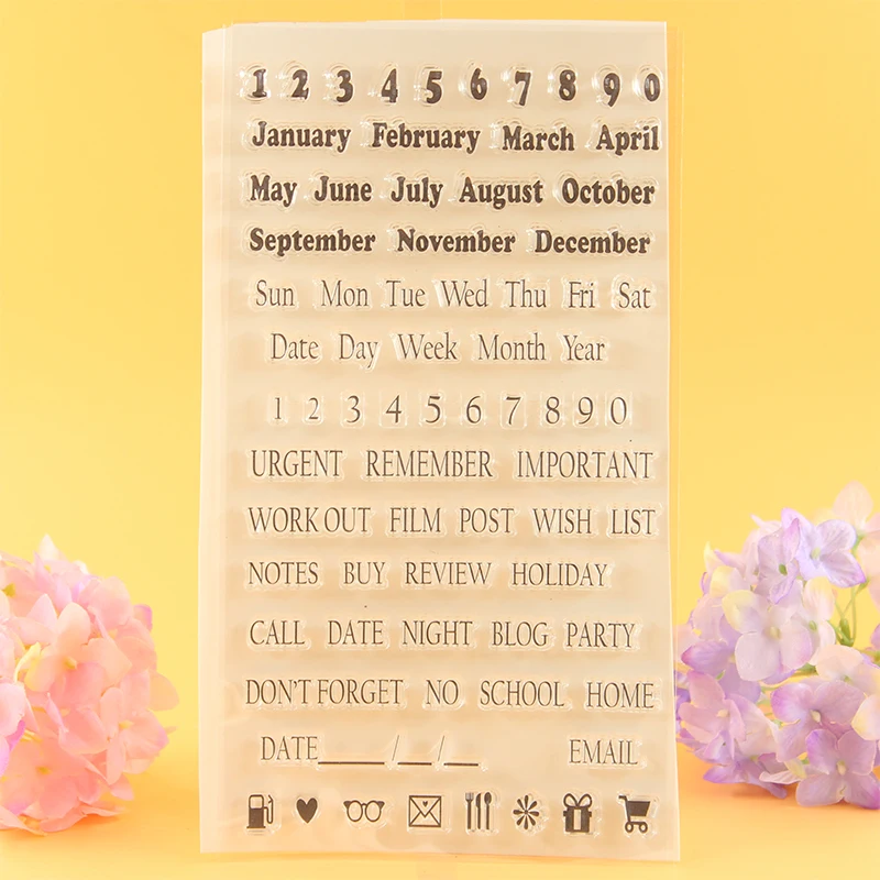 YLCS013 calendar silicone clear stamps for Scrapbooking DIY album cards making decoration TPR transparent Craft rubber stamp
YLCS013 calendar silicone clear stamps for Scrapbooking DIY album cards making decoration TPR transparent Craft rubber stamp