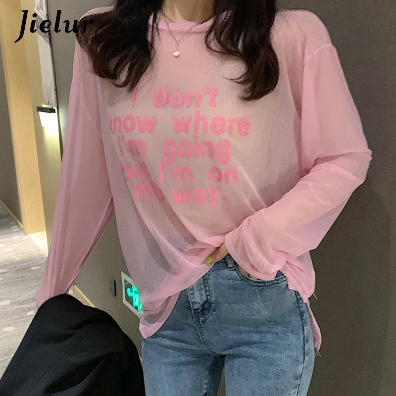 Jielur Letter Printed Ladies Long Sleeve Sun Protection Clothing Candy Sweet Loose Woman Tshirt Young Girls Poleras Mujer Pink
Jielur Letter Printed Ladies Long Sleeve Sun Protection Clothing Candy Sweet Loose Woman Tshirt Young Girls Poleras Mujer Pink