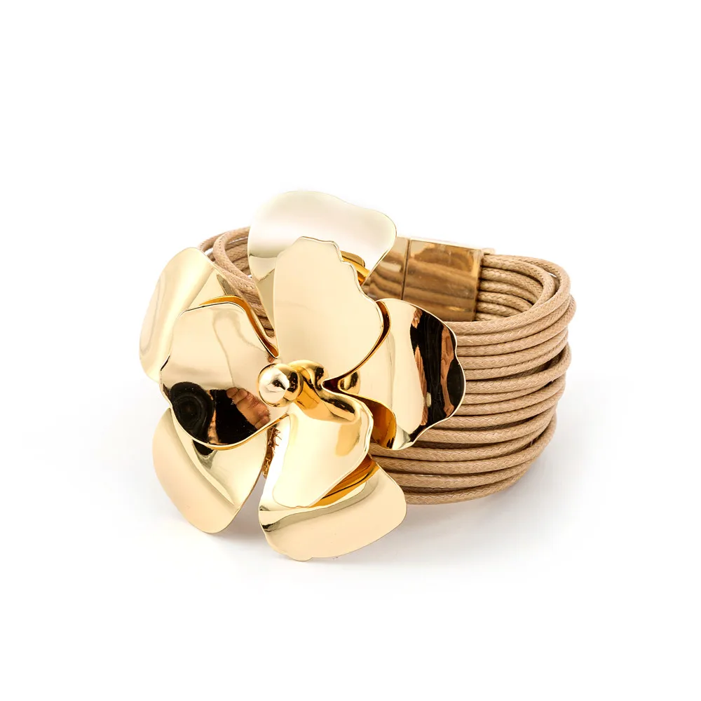 Metal Flower Multi-Ropes Bracelet Jewelry Gold Wide Bracelets For Women Bangle Accessory Ornament New pulseiras sieraden
Metal Flower Multi-Ropes Bracelet Jewelry Gold Wide Bracelets For Women Bangle Accessory Ornament New pulseiras sieraden