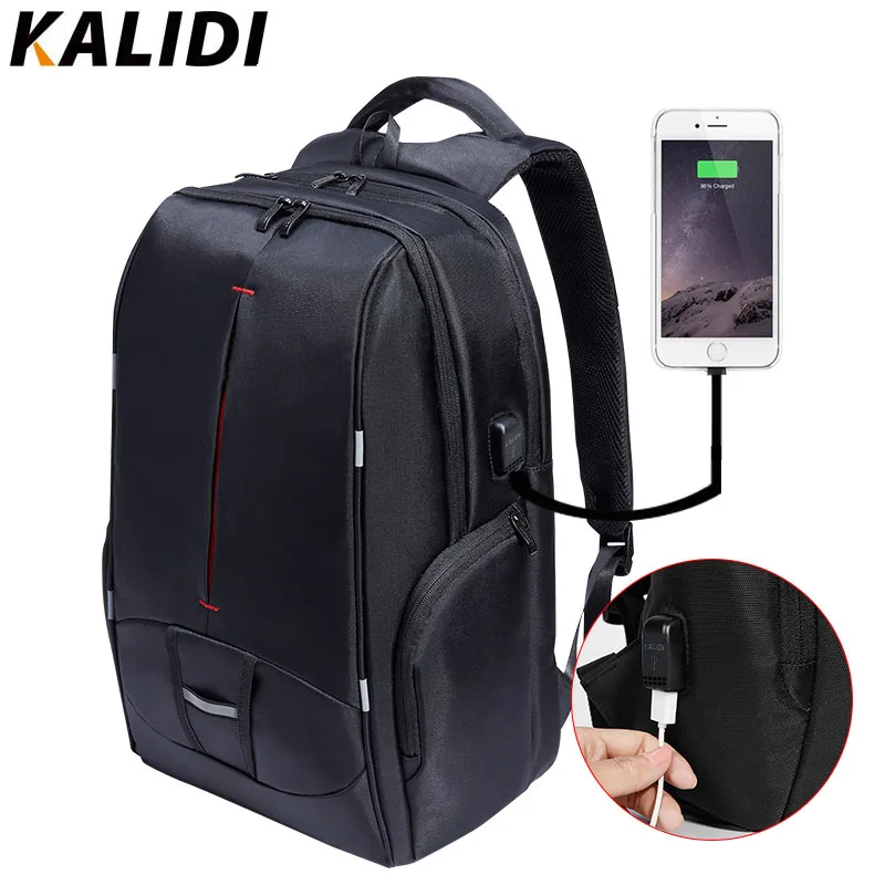 Kalidi 17 дюймов Водонепроницаемый Для мужчин рюкзак зарядка через USB Travle студенты