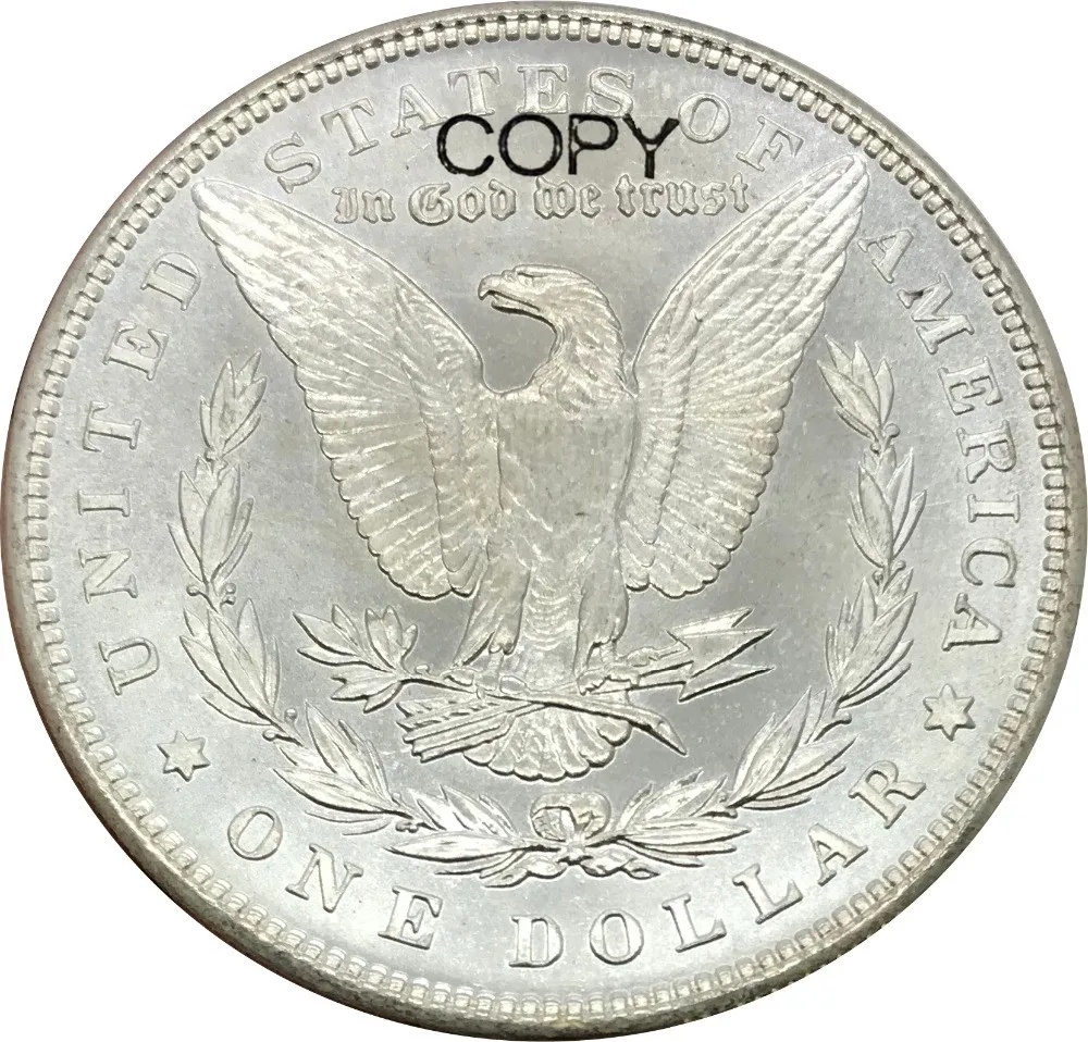 1 доллар США, моргановский доллар, 1884 купроникель, посеребренные копировальные монеты
1 доллар США, моргановский доллар, 1884 купроникель, посеребренные копировальные монеты