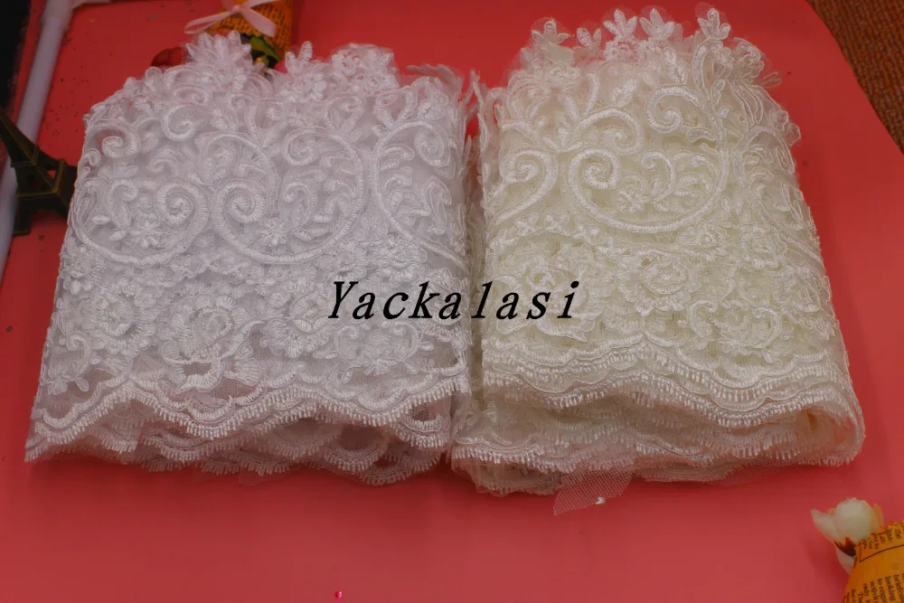 YACKALASI 6 Yards/Lot Wedding Dress Lace Fabrics Milky White Embroidered Flower Veil Accessories 21cm
YACKALASI 6 Yards/Lot Wedding Dress Lace Fabrics Milky White Embroidered Flower Veil Accessories 21cm