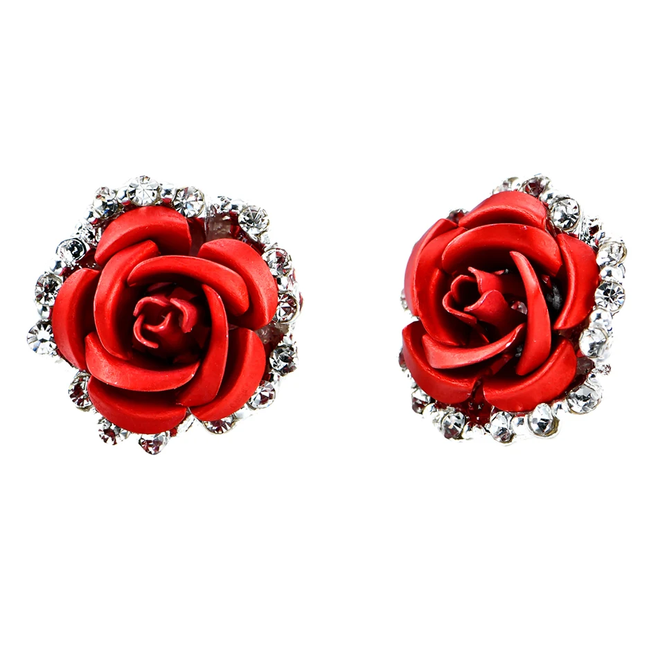 High Quality 1 Pairs Rose Flower Stud Earrings For Women Party Red Blue earring Romantic Boho Fashion Jewelry EA0006
High Quality 1 Pairs Rose Flower Stud Earrings For Women Party Red Blue earring Romantic Boho Fashion Jewelry EA0006