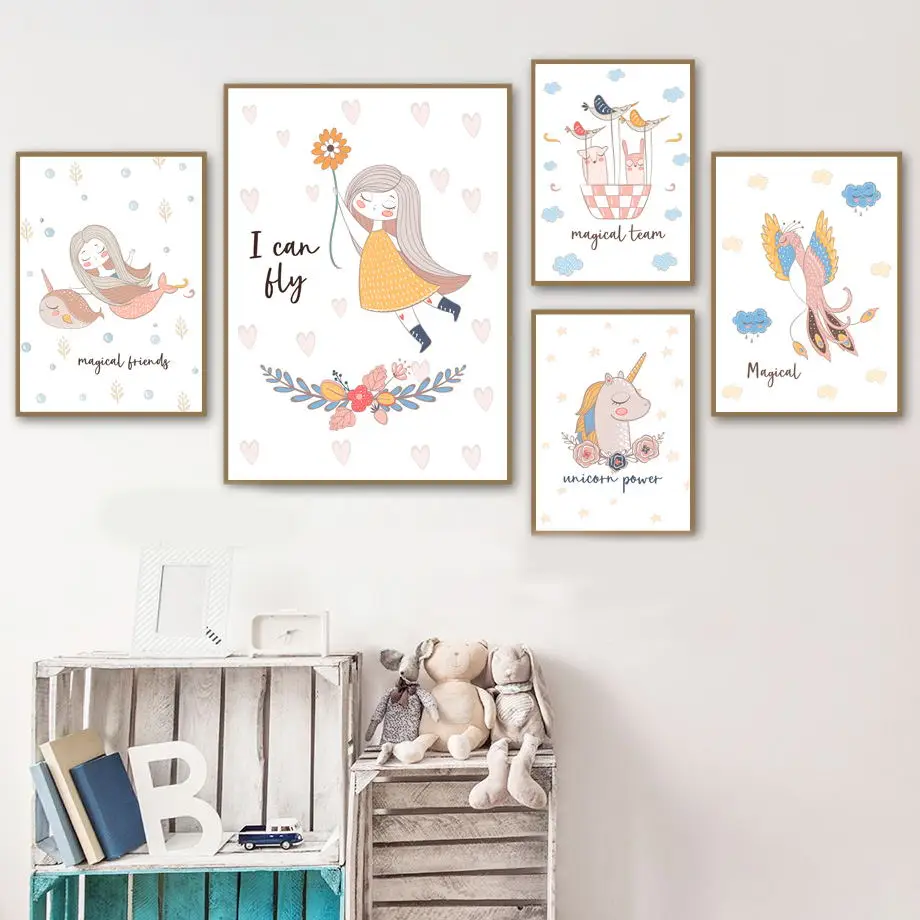 Cartoon Girl Mermaid Phoenix Flower Wall Art Canvas Painting Nordic Posters And Prints Animals Wall Pictures Kids Room Decor
Cartoon Girl Mermaid Phoenix Flower Wall Art Canvas Painting Nordic Posters And Prints Animals Wall Pictures Kids Room Decor