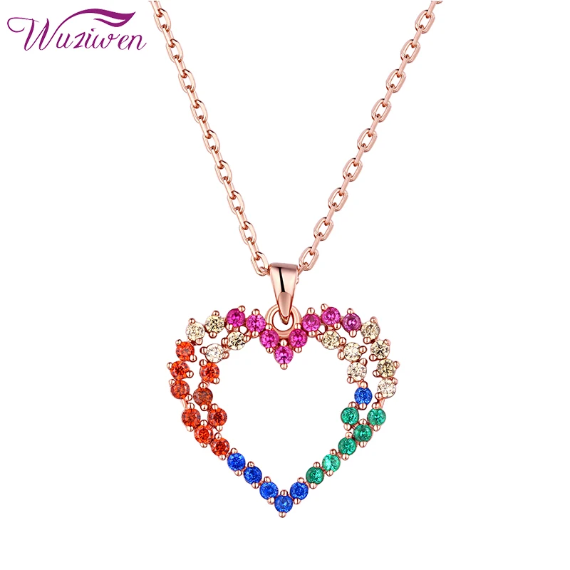 Wuziwen Colorful Crystal Heart Shape Pendant Necklace For Women 14 K Rose Gold Chain Wedding Jewelry
Wuziwen Colorful Crystal Heart Shape Pendant Necklace For Women 14 K Rose Gold Chain Wedding Jewelry