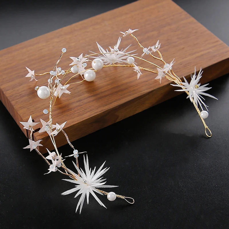 Bridal Headband Tiara Fairy Beautiful Star Hair Accessories Pearls Yarn Soft Hairband Hair Vine Wedding Dress Accessories
Bridal Headband Tiara Fairy Beautiful Star Hair Accessories Pearls Yarn Soft Hairband Hair Vine Wedding Dress Accessories