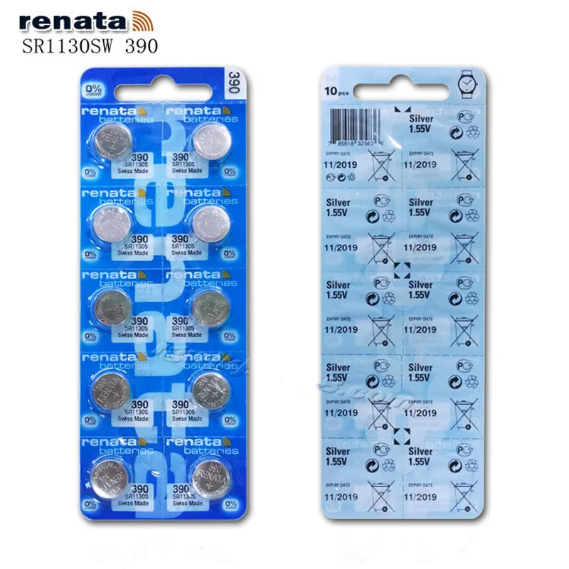 Розничная продажа фирменная Новинка Renata долговечная 390 SR1130SW 389 LR54 AG10 часы с