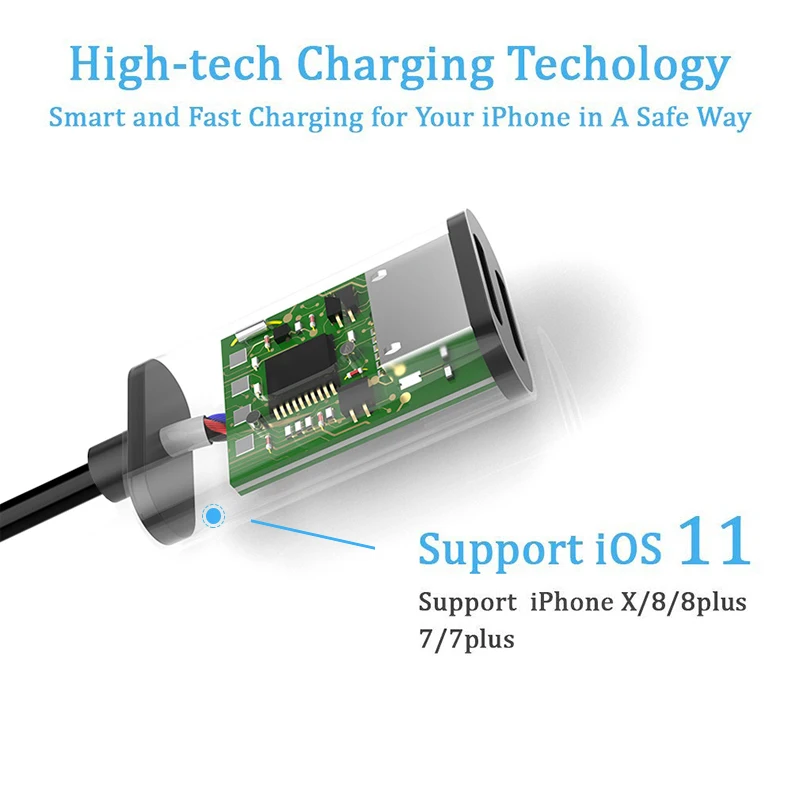 Headphone for Dual Lightning Audio & Charging Call Adapters Cable iPhone 6 7 8 Xplus With Music /Calling /Charging | Мобильные