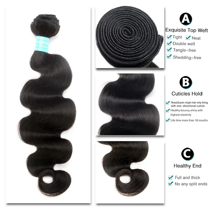 7A Peruvian Body Wave Lace Frontal Closure With Bundles 4pcs 3 Virgin Hair Free Hairnet | Шиньоны и парики