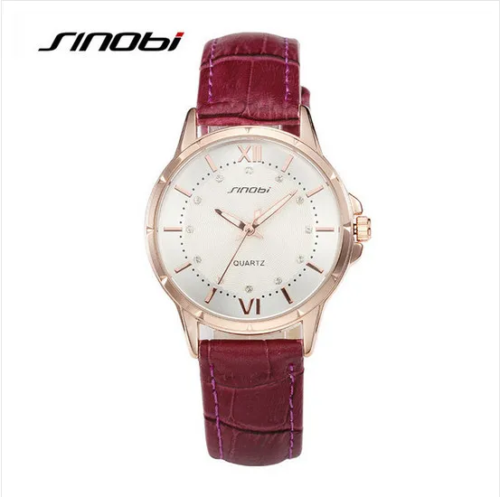 SINOBI брендовые роскошные часы с кристаллами женские кожаные модные saat montre femme relogio