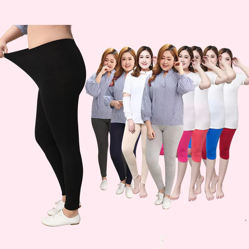 woman modal High-waisted stretch pants Leggings thin nine minutes of summer plus-size fashion Casual Pants Fitness | Женская одежда
