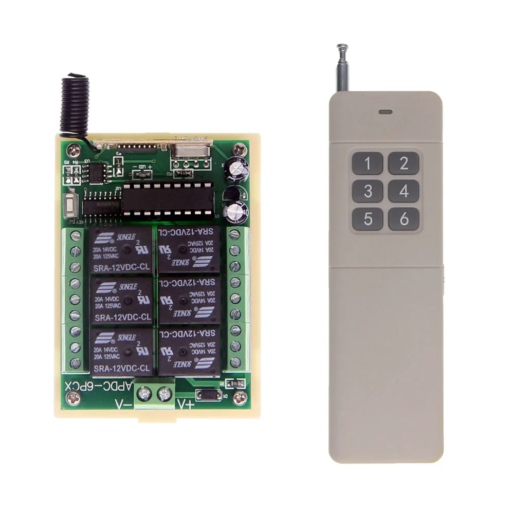 3000M Long Distance DC 12V 24V 6 CH 6CH RF Wireless Remote Control Switch System,Transmitter + Receiver,315 / 433 MHz
3000M Long Distance DC 12V 24V 6 CH 6CH RF Wireless Remote Control Switch System,Transmitter + Receiver,315 / 433 MHz