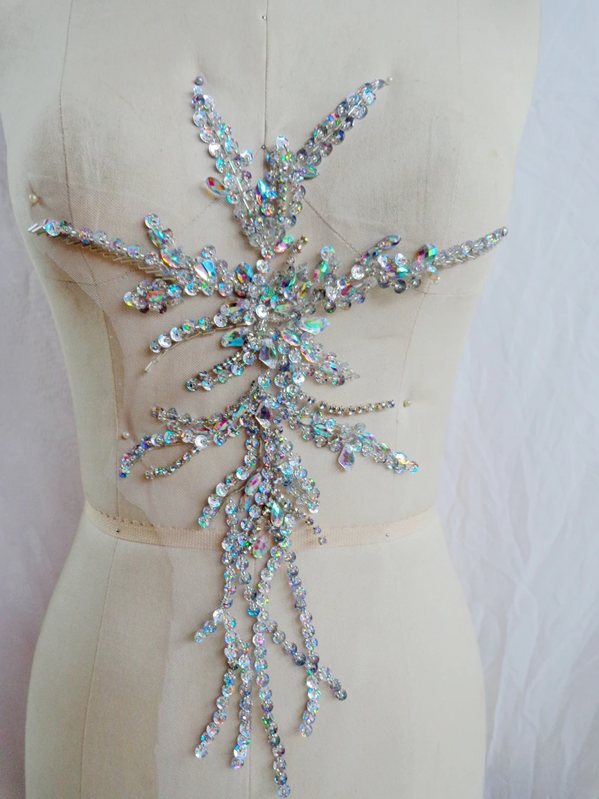 hand made clear AB colour sew on Rhinestones applique crystals trim patches 36*23 cm dress accessory
hand made clear AB colour sew on Rhinestones applique crystals trim patches 36*23 cm dress accessory