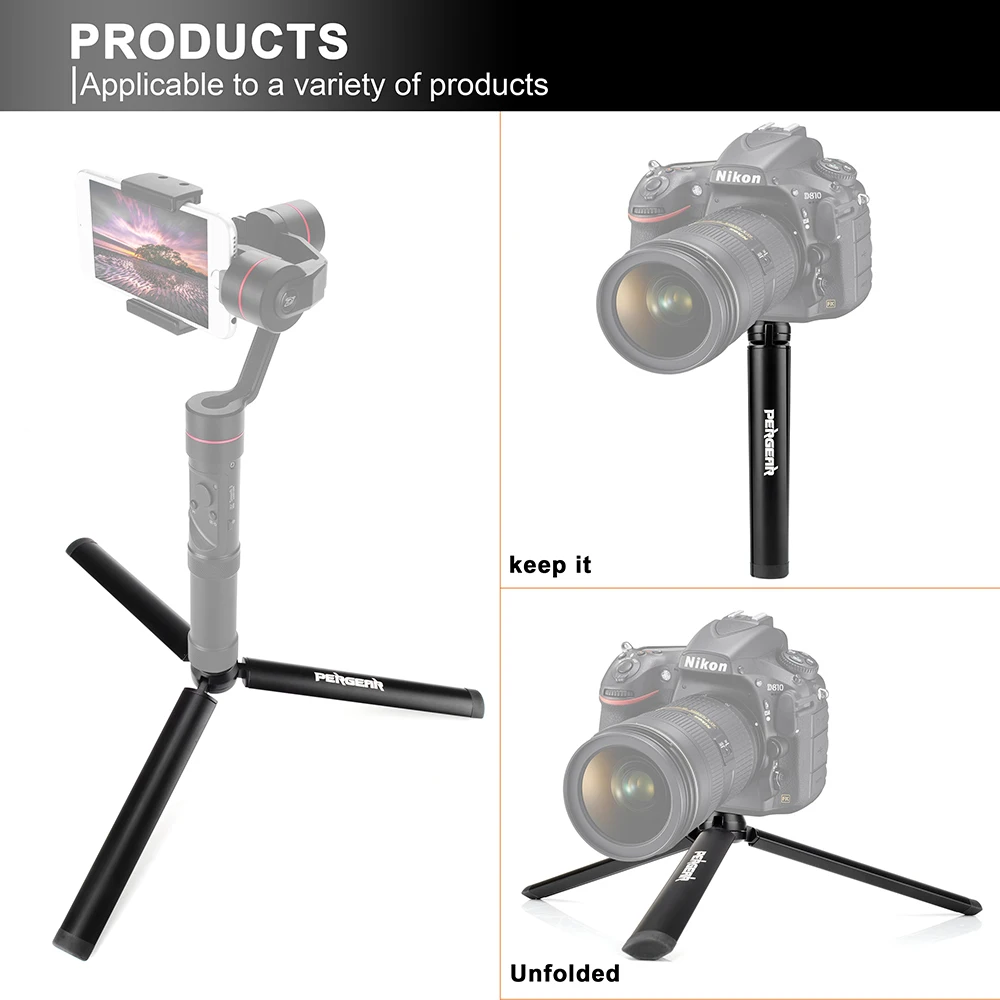 Pergear Aluminum Mini Table Tripod Leg for Tripod Head Selfie Stick Extendable Monopod Smartphones Cameras Zhiyun Smooth Q2 4
Pergear Aluminum Mini Table Tripod Leg for Tripod Head Selfie Stick Extendable Monopod Smartphones Cameras Zhiyun Smooth Q2 4