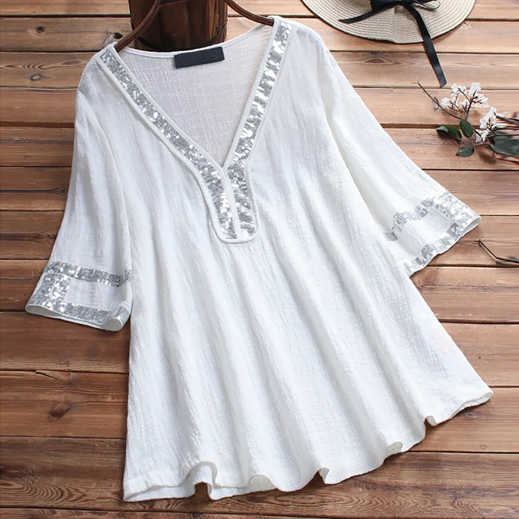 women blouses Clothes elegant summer Women's Ladies Sequins Patchwork Sexy Short Sleeve Shirt Pullover Tops tunic shirts roupa
women blouses Clothes elegant summer Women's Ladies Sequins Patchwork Sexy Short Sleeve Shirt Pullover Tops tunic shirts roupa