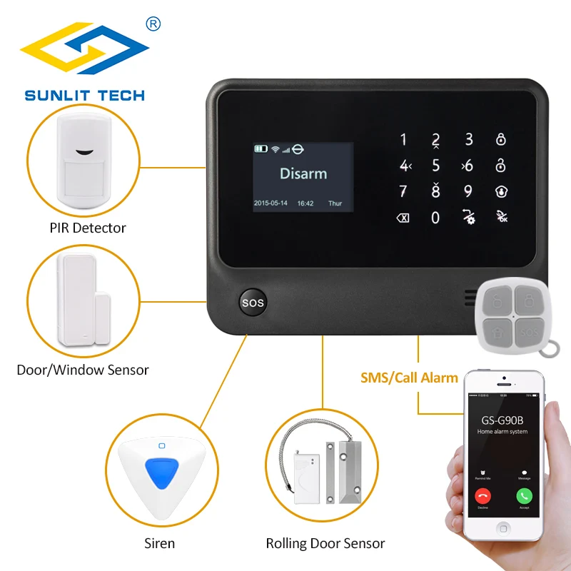 G90B Plus APP Remote Home GSM WIFI Alarm System with Wireless Flash Siren and Roller Shutter Magnetic Contact Sensor | Безопасность и