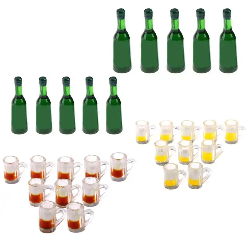 10pcs miniatures dinnerware mini Dollhouse Summer Must beer cups/glass bottles Mini Furniture Model Accessories | Игрушки и хобби