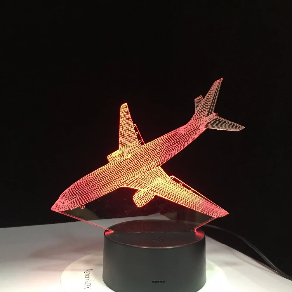 Самолет Акрил светодиодный 3D ночной Светильник игрушечные детские комплекты
