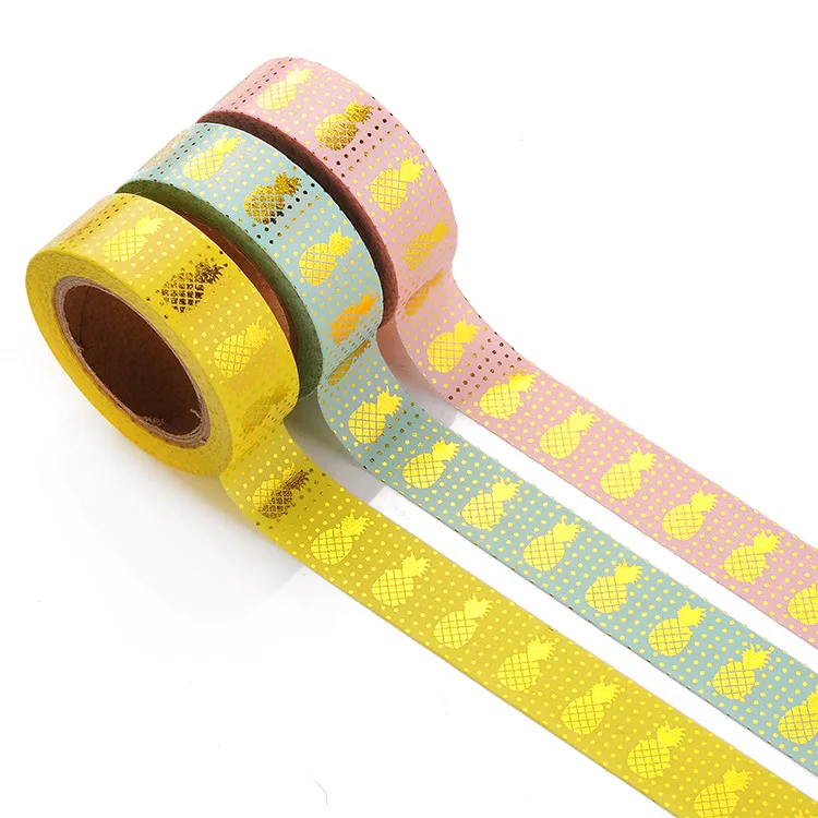 New 3 Color Foil Pineapple Printing Washi Tape Kawaii Decorative Tapes Scrapbook Tools Cute Paper Crafts Washi Paper Adhesive
New 3 Color Foil Pineapple Printing Washi Tape Kawaii Decorative Tapes Scrapbook Tools Cute Paper Crafts Washi Paper Adhesive