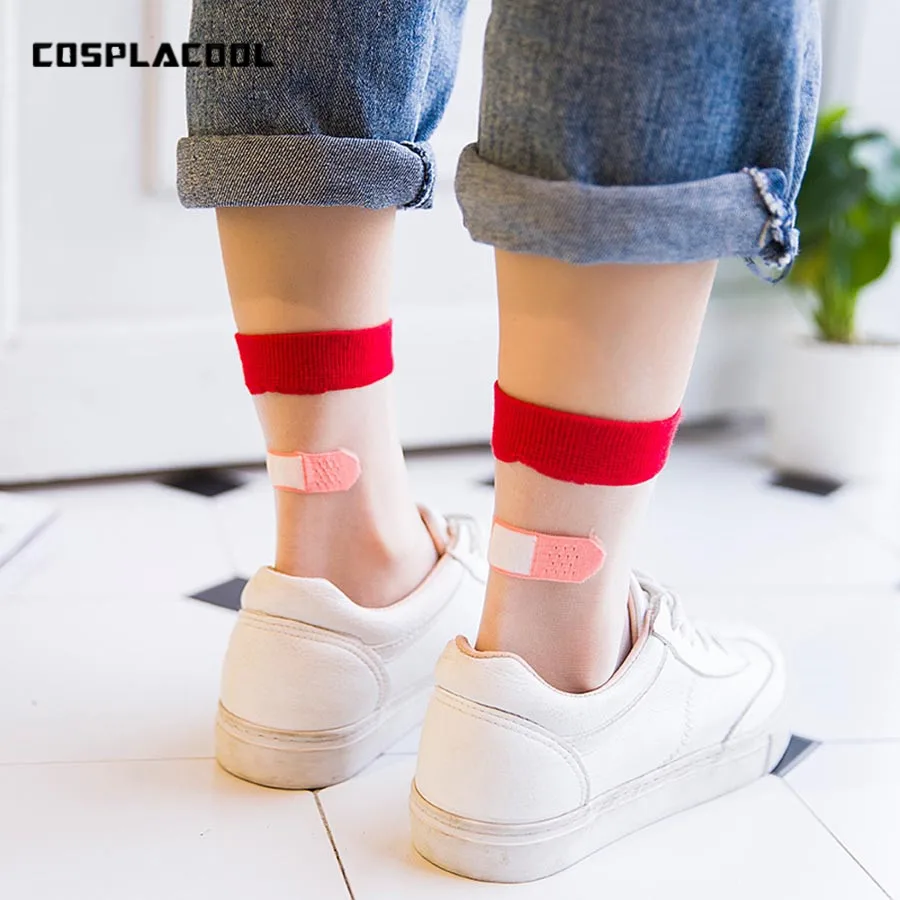 Women's Ultrathin Transparent Creative Personality Socks meias Cartoon Heels Bandage Series Glass Silk Mesh Socks Japan Harajuku
Women's Ultrathin Transparent Creative Personality Socks meias Cartoon Heels Bandage Series Glass Silk Mesh Socks Japan Harajuku