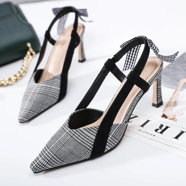 2019 summer new lady's shoe pointy Scottish Plaid pattern fashion high heel sandal bow bow Empty after HIgh Heel Pumps Women
2019 summer new lady's shoe pointy Scottish Plaid pattern fashion high heel sandal bow bow Empty after HIgh Heel Pumps Women