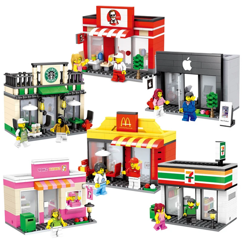 Город Мини Street Лего здания 3D режим работы магазина Совместимость withLego магазин view