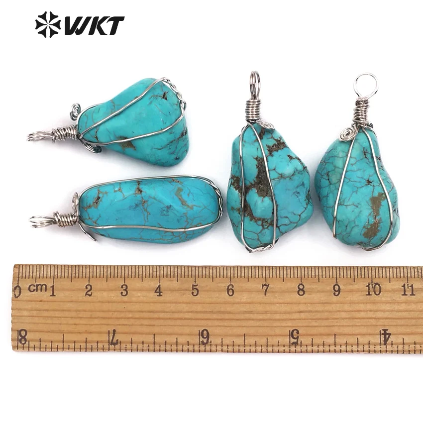 WT-P1431 WKT Exclusive New design natural green howlite pendant with metal wire wrapped in random shape tur quoise jewelry
WT-P1431 WKT Exclusive New design natural green howlite pendant with metal wire wrapped in random shape tur quoise jewelry