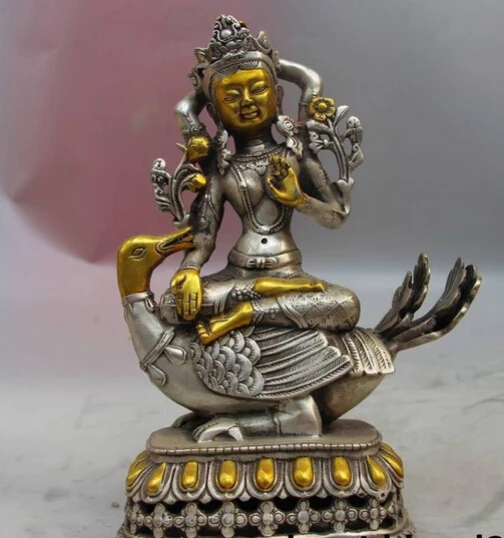 xd 001960 Tibet Buddhism White Copper Silver Duck Tara Kwan-yin Guanyin Bodhisattva Statue
xd 001960 Tibet Buddhism White Copper Silver Duck Tara Kwan-yin Guanyin Bodhisattva Statue