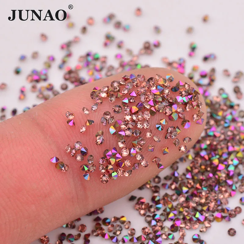 JUNAO 1.2mm Gold Rainbow AB Nail Rhinestones Tiny Zircon Crystal Beads Pointback Strass Nail Art Decor Manicure Jewelry Crafts
JUNAO 1.2mm Gold Rainbow AB Nail Rhinestones Tiny Zircon Crystal Beads Pointback Strass Nail Art Decor Manicure Jewelry Crafts