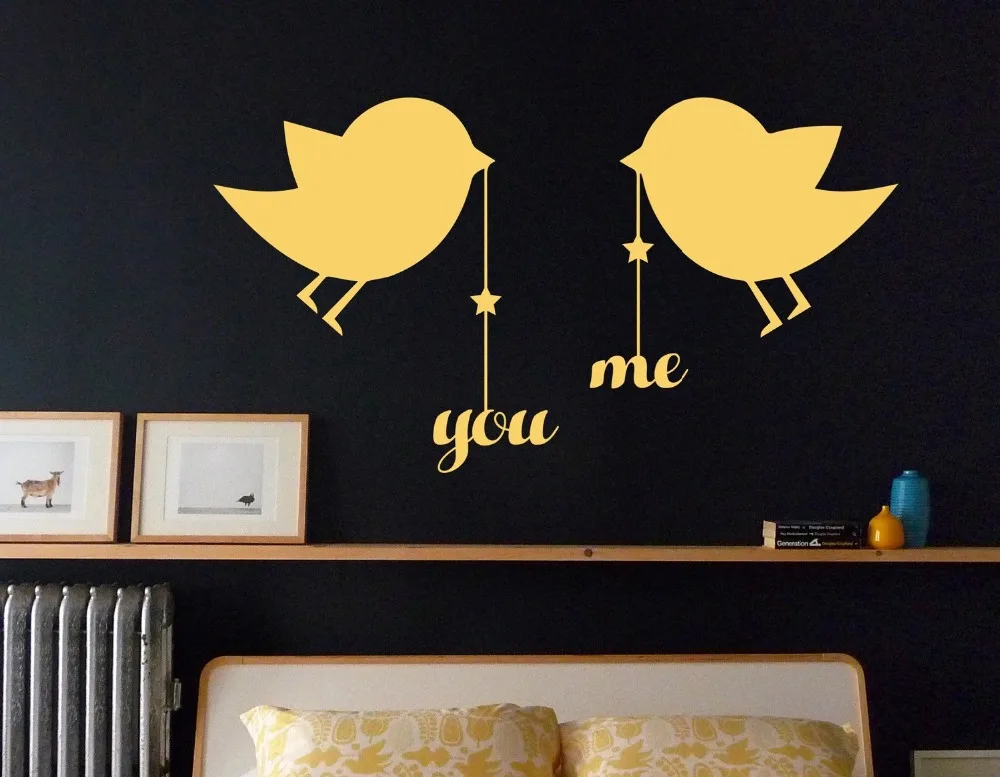 Cute Wall Sticker Little Poult Birds Hanging You And Me Quotes Sweet Art Wall Decals Home Bedroom Romantic Decor adesivo W-1002
Cute Wall Sticker Little Poult Birds Hanging You And Me Quotes Sweet Art Wall Decals Home Bedroom Romantic Decor adesivo W-1002