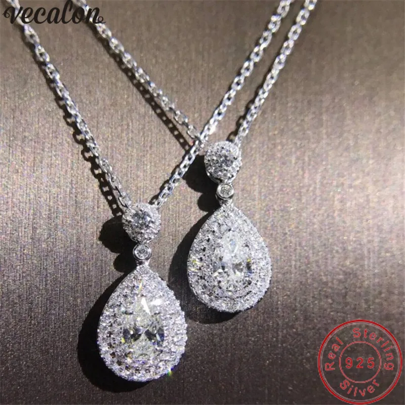 Vecalon Water shape pendant 925 Sterling silver Sona zircon Wedding Engagement Pendants with necklace for Women Bridal Jewelry
Vecalon Water shape pendant 925 Sterling silver Sona zircon Wedding Engagement Pendants with necklace for Women Bridal Jewelry
