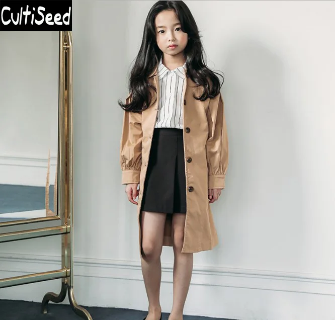 Girls Autumn Trench Coat Children Single Breasted Long Trench Outerwear with Lantern Sleeve Kids Casual Solid Color Trench Coat
Girls Autumn Trench Coat Children Single Breasted Long Trench Outerwear with Lantern Sleeve Kids Casual Solid Color Trench Coat