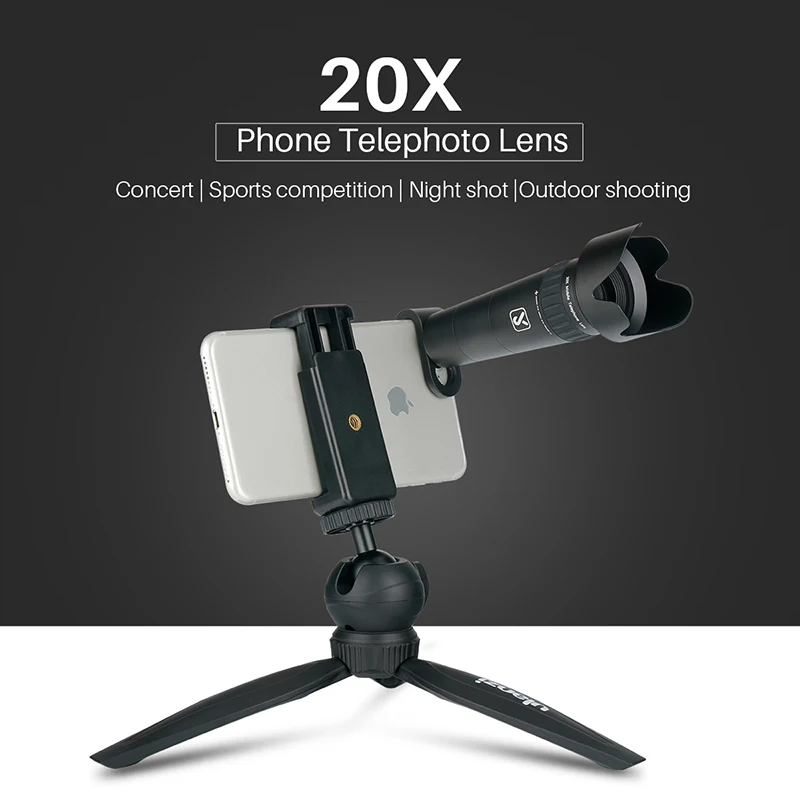 20X телеобъектив для телефона зум оптический телескоп объектив камеры iPhone X 8 7 Plus