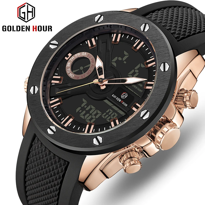 GOLDENHOUR Analog Digital Watch Men Luxury Brand Silicone Sports Mens Watches Waterproof Quartz Man Watch Relogio Masculino 2019
GOLDENHOUR Analog Digital Watch Men Luxury Brand Silicone Sports Mens Watches Waterproof Quartz Man Watch Relogio Masculino 2019