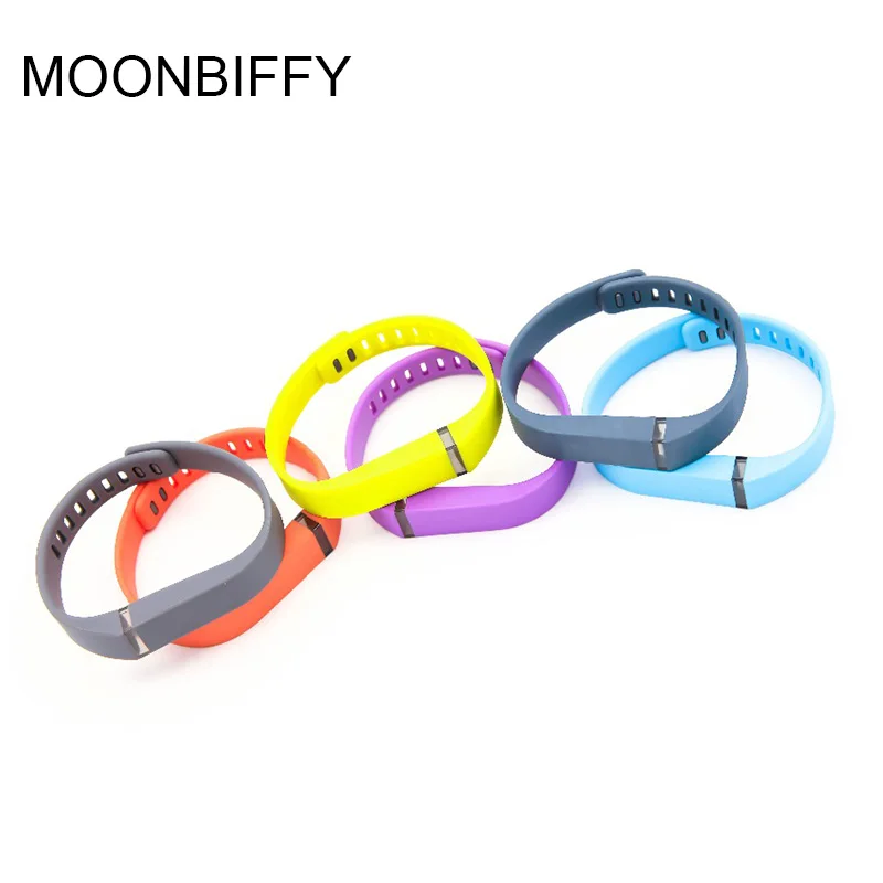 

MOONBIFFY Colorful Replacement Silicone Strap Wristband Smart Band watchband with Metal Clasps (No Tracker) for Fitbit Flex